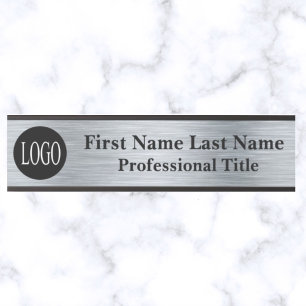 Your Company Logo Office Door Sign Faux Silver 