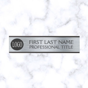 Your Company Logo Office Door Sign Faux Silver 