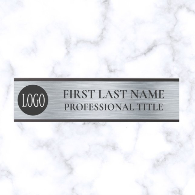 Your Company Logo Office Door Sign Faux Silver  (Creator Uploaded)