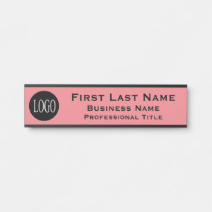 Your Company Logo Office Door Sign Pink Blush