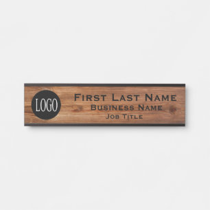 Your Company Logo Office Door Sign Rustic Wood