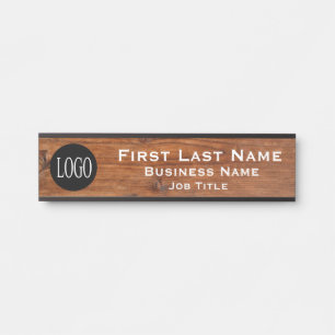 Your Company Logo Office Door Sign Rustic Wood