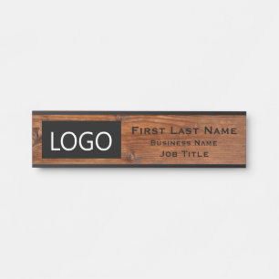 Your Company Logo Office Door Sign Rustic Wood