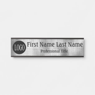 Your Company Logo Office Door Sign Silver Grey