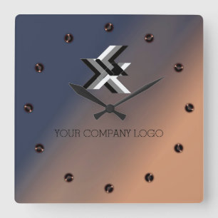 YOUR COMPANY LOGO,personalised,add your text Large Square Wall Clock