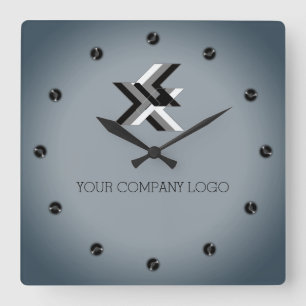 YOUR COMPANY LOGO,personalised,add your text Large Square Wall Clock