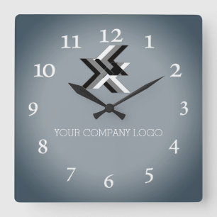 YOUR COMPANY LOGO,personalised,add your text Large Square Wall Clock