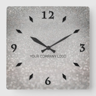 YOUR COMPANY LOGO, personalised,add your text squa Square Wall Clock