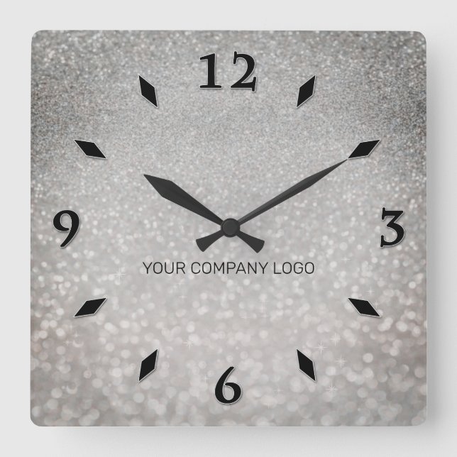 YOUR COMPANY LOGO, personalised,add your text squa Square Wall Clock (Front)