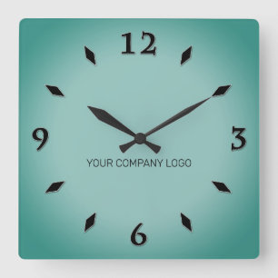 YOUR COMPANY LOGO,personalised,add your text Squar Square Wall Clock