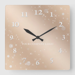 YOUR COMPANY LOGO,personalised,add your text Squar Square Wall Clock