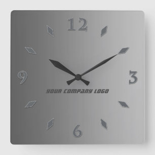 YOUR COMPANY LOGO,personalised,add your text Square Wall Clock
