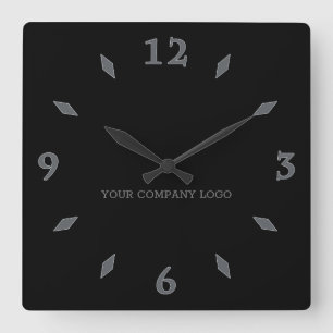 YOUR COMPANY LOGO,personalised,add your text Square Wall Clock