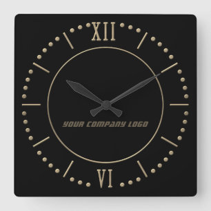 YOUR COMPANY LOGO,personalised,add your text Square Wall Clock