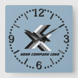 YOUR COMPANY LOGO,personalised,add your text Square Wall Clock