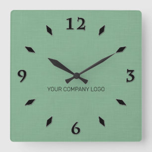 YOUR COMPANY LOGO,personalized,add your text Squar Square Wall Clock