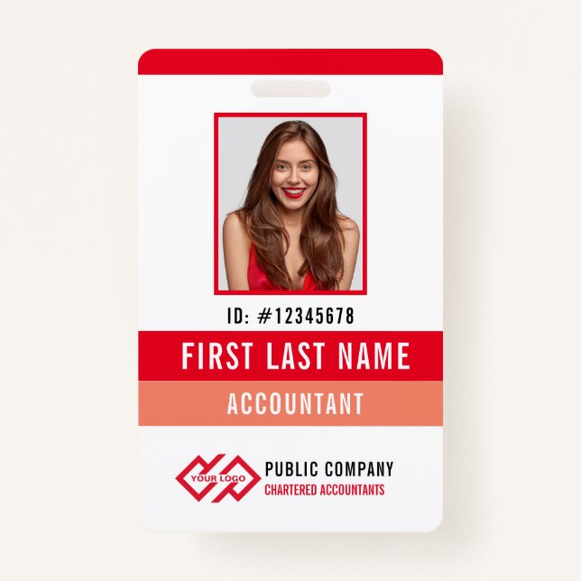 Your Company Logo Photo Name ID Badge (Front)