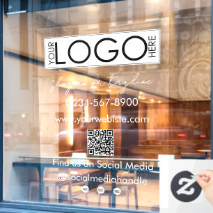 Your Company Logo Storefront QR Code Social Media Window Cling