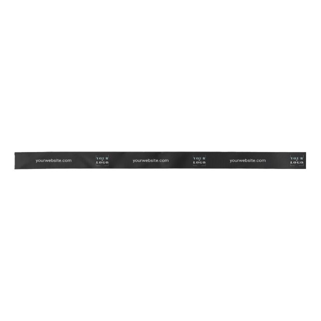 Your Company Logo Template Custom Black Satin Ribbon (Front)