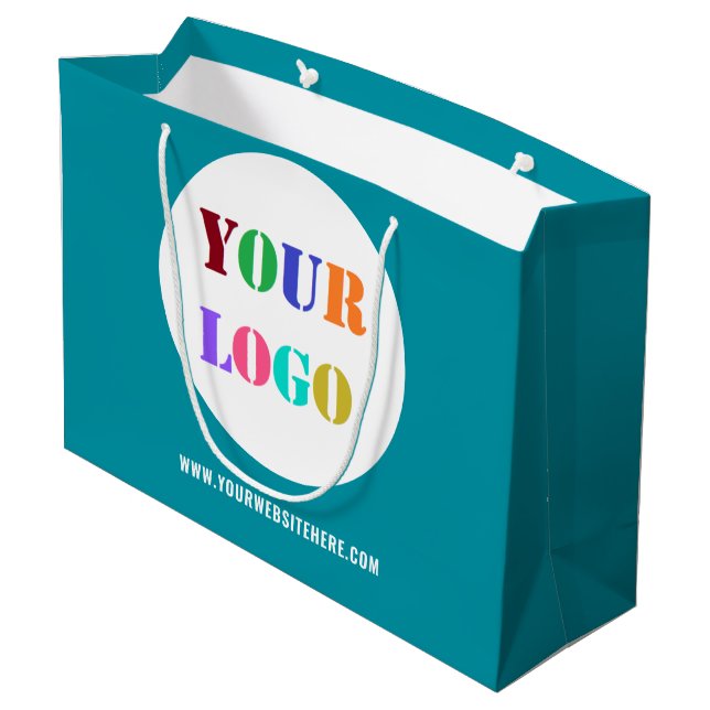 Your Company Logo Text Business Paper Shopping Bag (Back Angled)