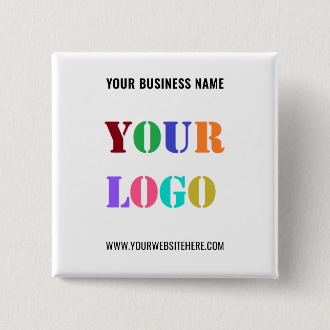 Your Company Logo Text Promotional Business Button (Front)