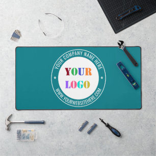 Your Company Logo with Text and Custom Colours Desk Mat