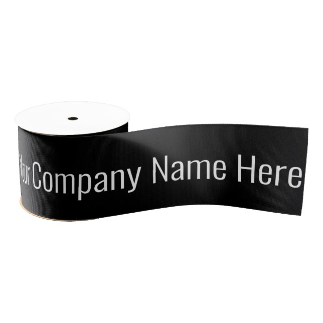 Your Company Name Here Black & White Template Grosgrain Ribbon (Spool)