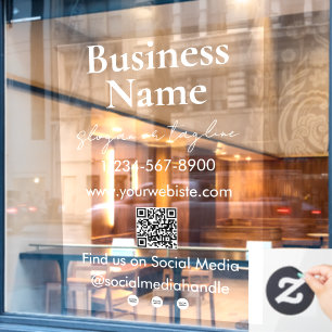 Your Company Name Storefront QR Code Social Media Window Cling