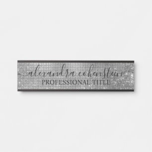 Your Company Office Door Sign Faux Silver