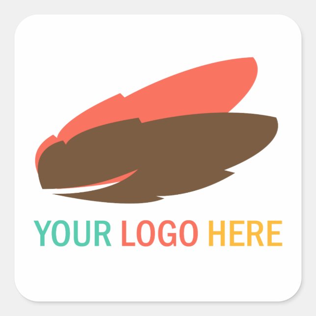 Your company or business logo square promotional sticker (Front)