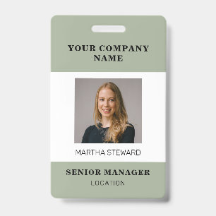 Your Company Photo id ID Sage Green Badge