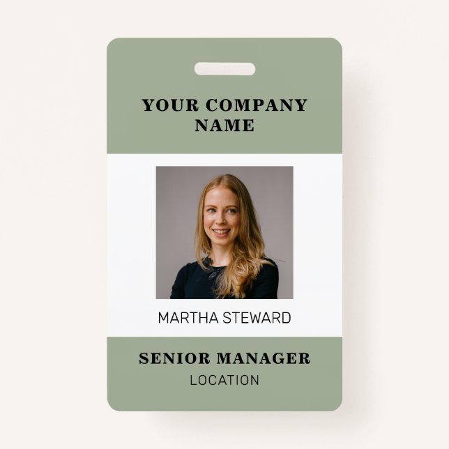 Your Company Photo id ID Sage Green Badge  ID Badge (Front)