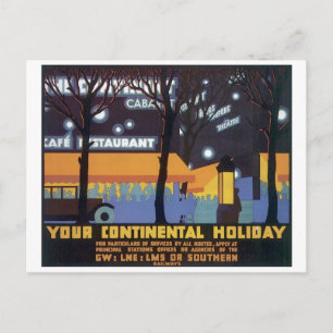 Your Continential Holiday Travel Poster Postcard