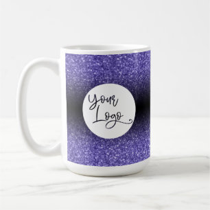 Your Corporate Logo Purple Glitter and Black Ombre Coffee Mug