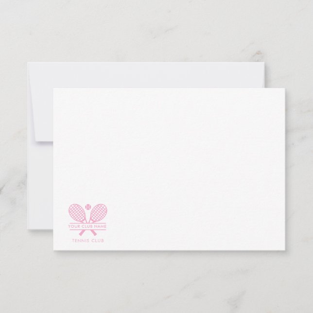 Your Country Club Name Tennis Coach Pink Motif Thank You Card (Front)