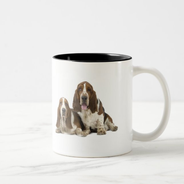 Your Custom 11 oz Two-Tone Mug Basset Hounds (Right)