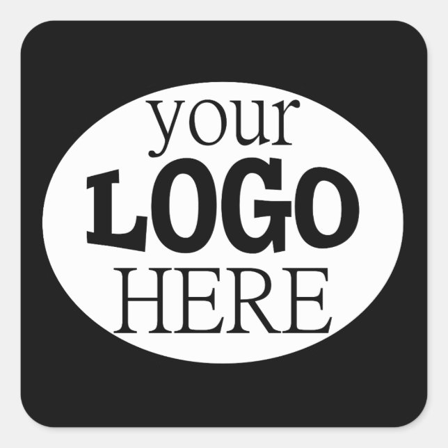 Your Custom Business Logo on Black Square Sticker (Front)