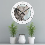 Your Custom Cat Photo Cute Pet Owner Wall Round Clock<br><div class="desc">Personalise with your own cat's photograph on this custom pet wall clock and customise with their name at the bottom. A beautiful personalised gift for a kitten owner to immortalise their love for their cute kitty. Bordered in white with black numbers.</div>