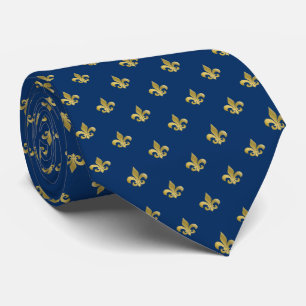 Your custom color, gold Fleur-de-lis neck tie