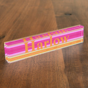 Your Custom Desk Nameplate - Vibrant Pink Orange