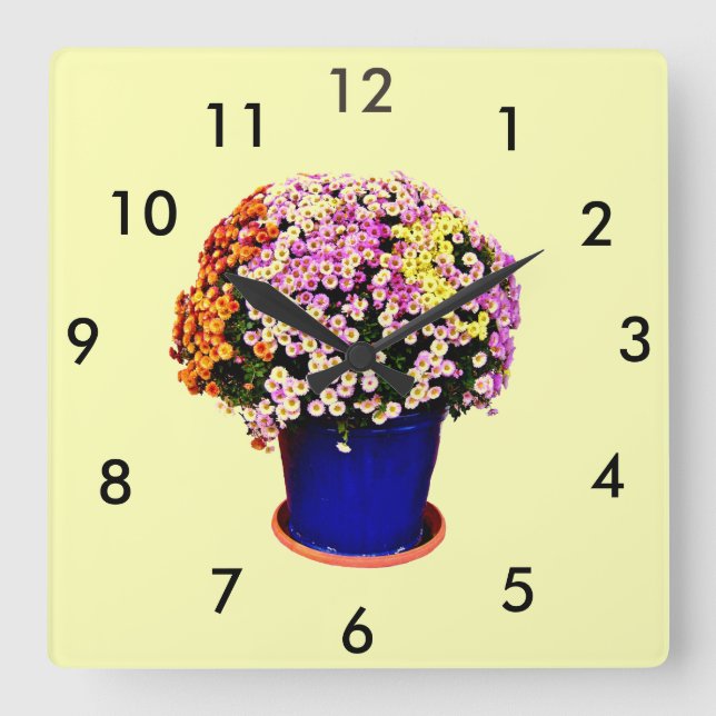 Your Custom Flowers Square Wall Clock (Front)