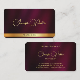 Your Custom Gold Script Name Text Rounded Corner Business Card