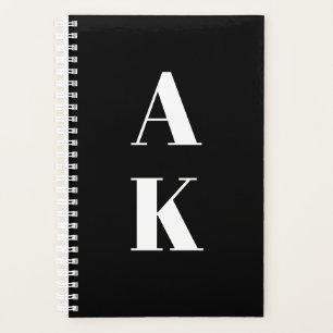 Your Custom Initials Black & White Planner