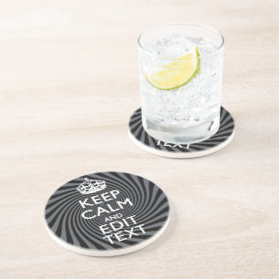 Your Custom Keep Calm Saying on Black Swirl Coaster