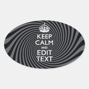 Your Custom Keep Calm Saying on Black Swirl Oval Sticker