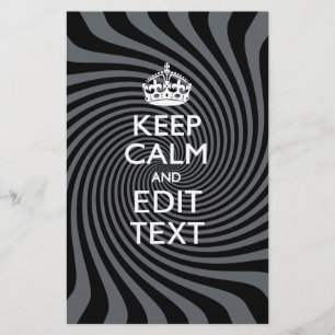 Your Custom Keep Calm Saying on Black Swirl Stationery