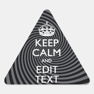 Your Custom Keep Calm Saying on Black Swirl Triangle Sticker