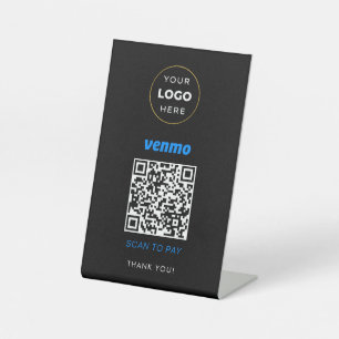 Your Custom Logo Business Scan to Pay Black Pedestal Sign