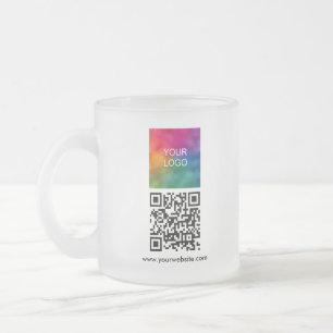 Your Custom Logo QR Code Modern Template Frosted Glass Coffee Mug