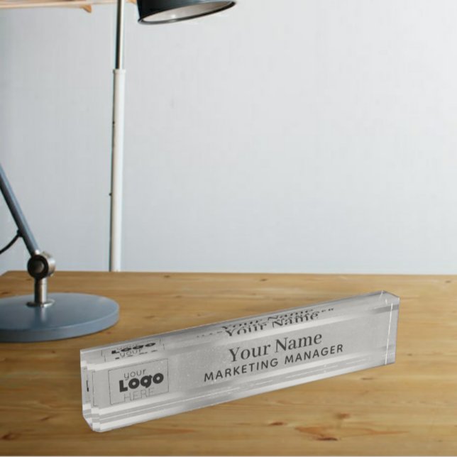 Your Custom Logo Silver Steel Desktop Name Plate (Creator Uploaded)
